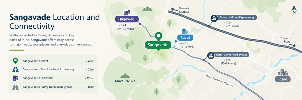 Sangavade location near Ravet and Hinjewadi Pune