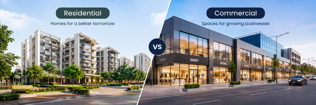 Residential vs commercial real estate property comparison in Ravet, Pune