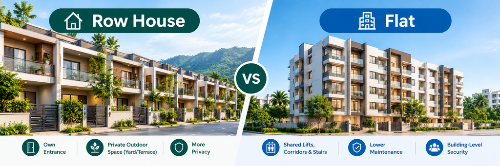 Row house vs flat comparison in Maval, Pune